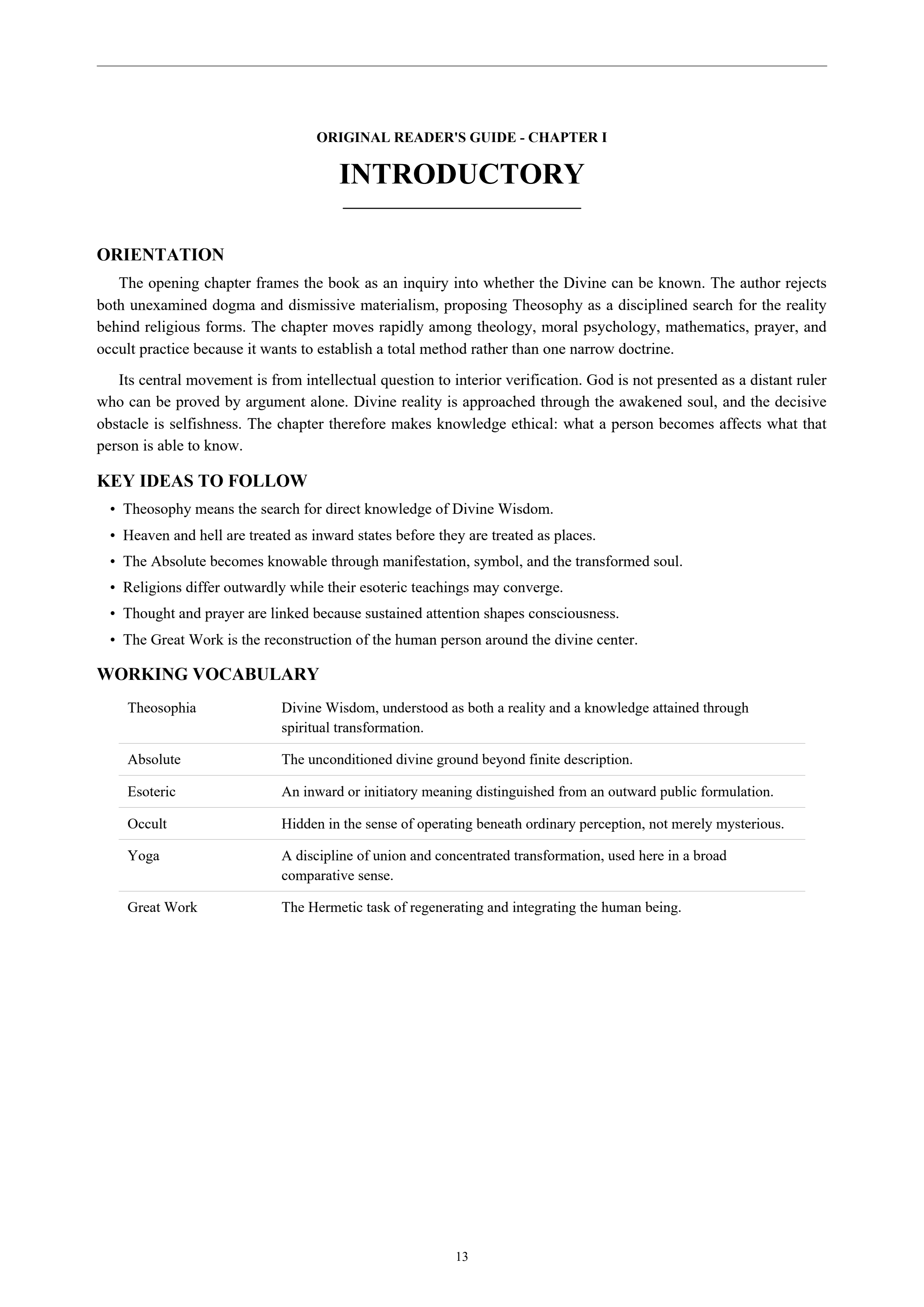 Chapter one reader guide from The Mystery of the Ages reader's edition