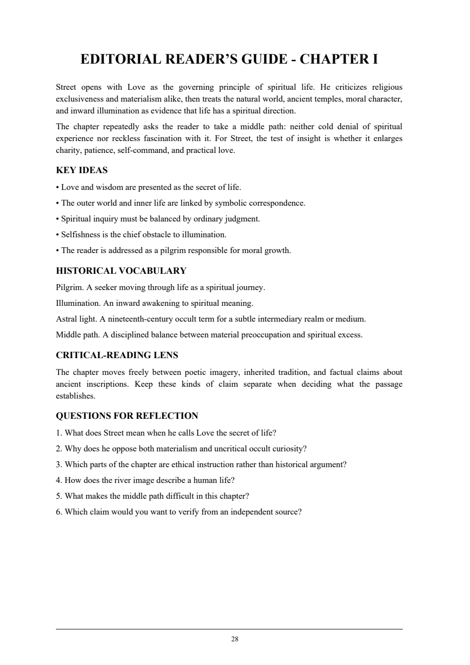 Editorial reader guide page from The Hidden Way Across the Threshold