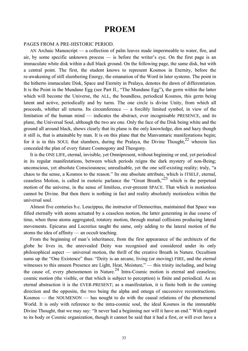 Opening of the Proem — The Secret Doctrine, Volume I: Cosmogenesis