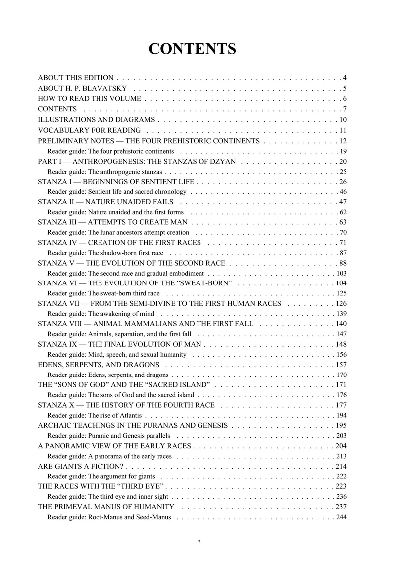 Contents — The Secret Doctrine, Volume II: Anthropogenesis