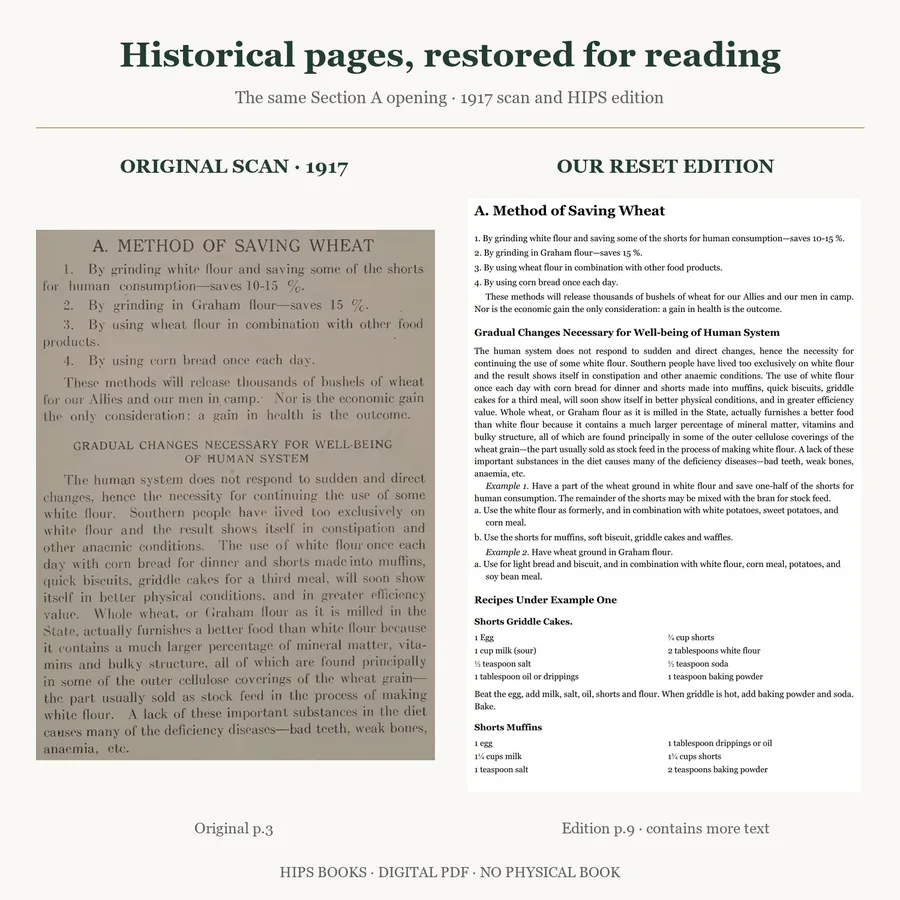 The same Section A opening: original 1917 page 3 and HIPS edition page 9.