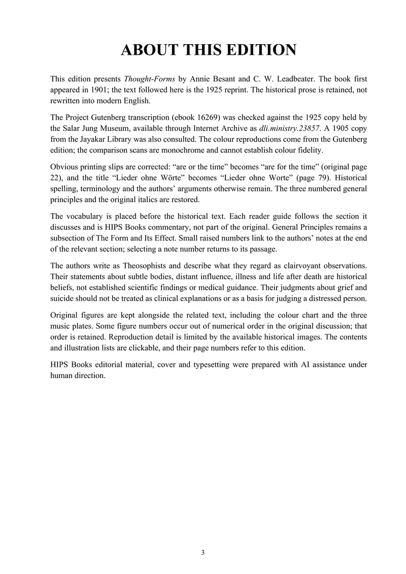 About this edition page from the Thought-Forms annotated reader’s edition