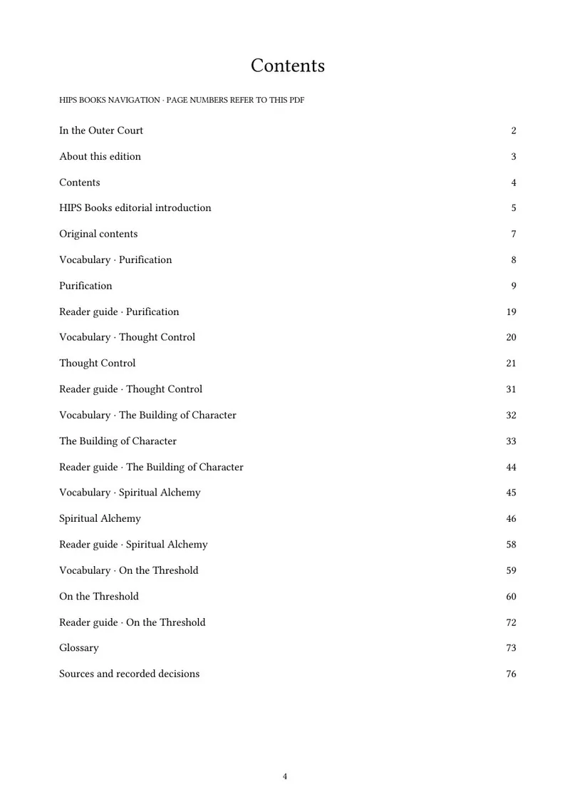 Page 4 of In the Outer Court: Contents