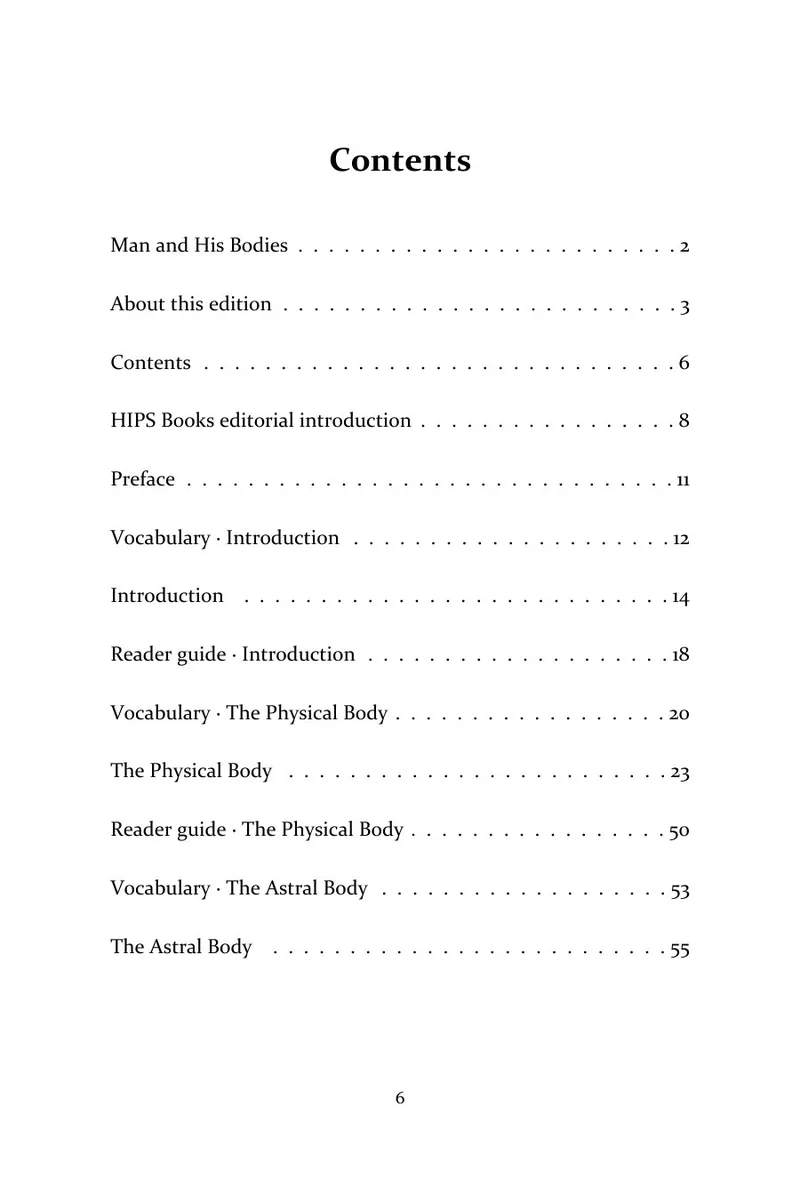 Page 6 of Man and His Bodies: Contents