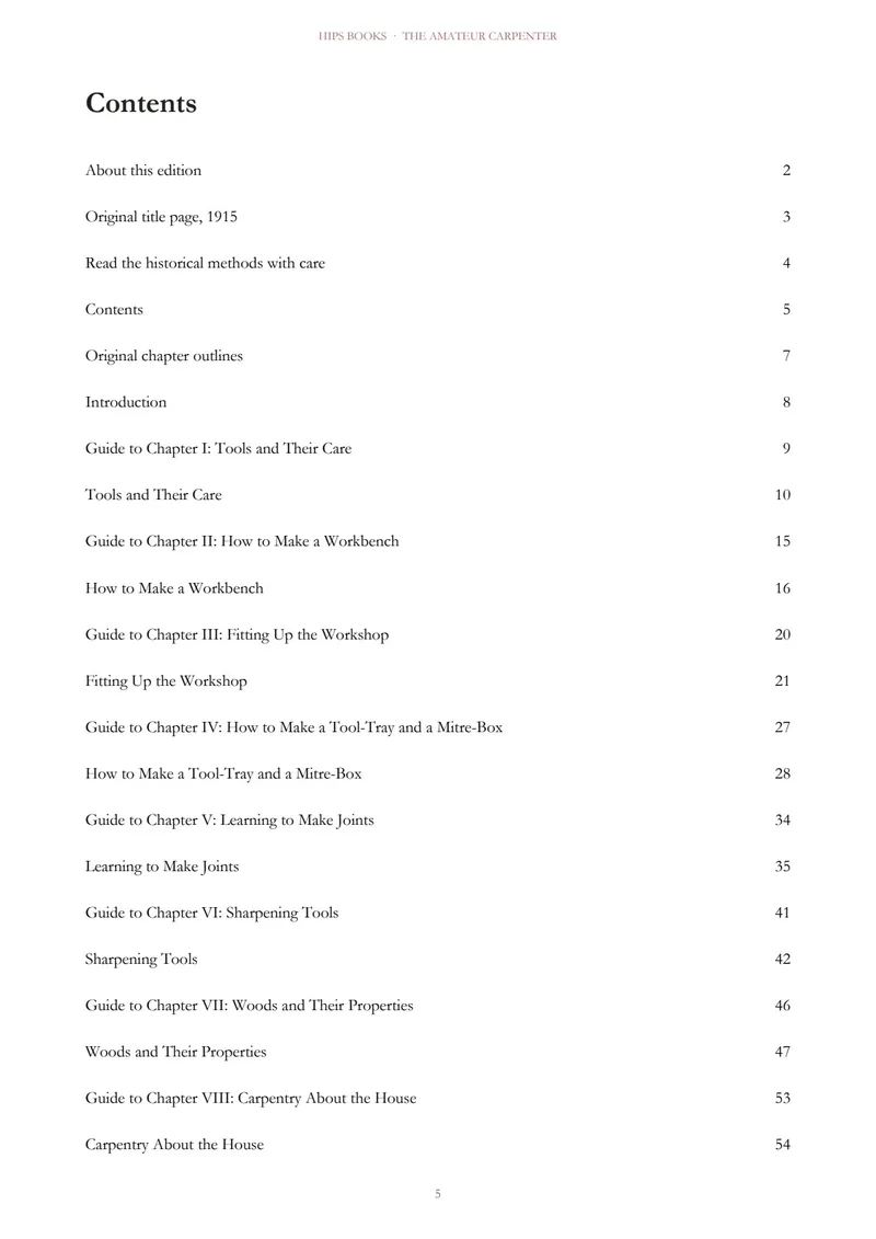 Contents — The Amateur Carpenter