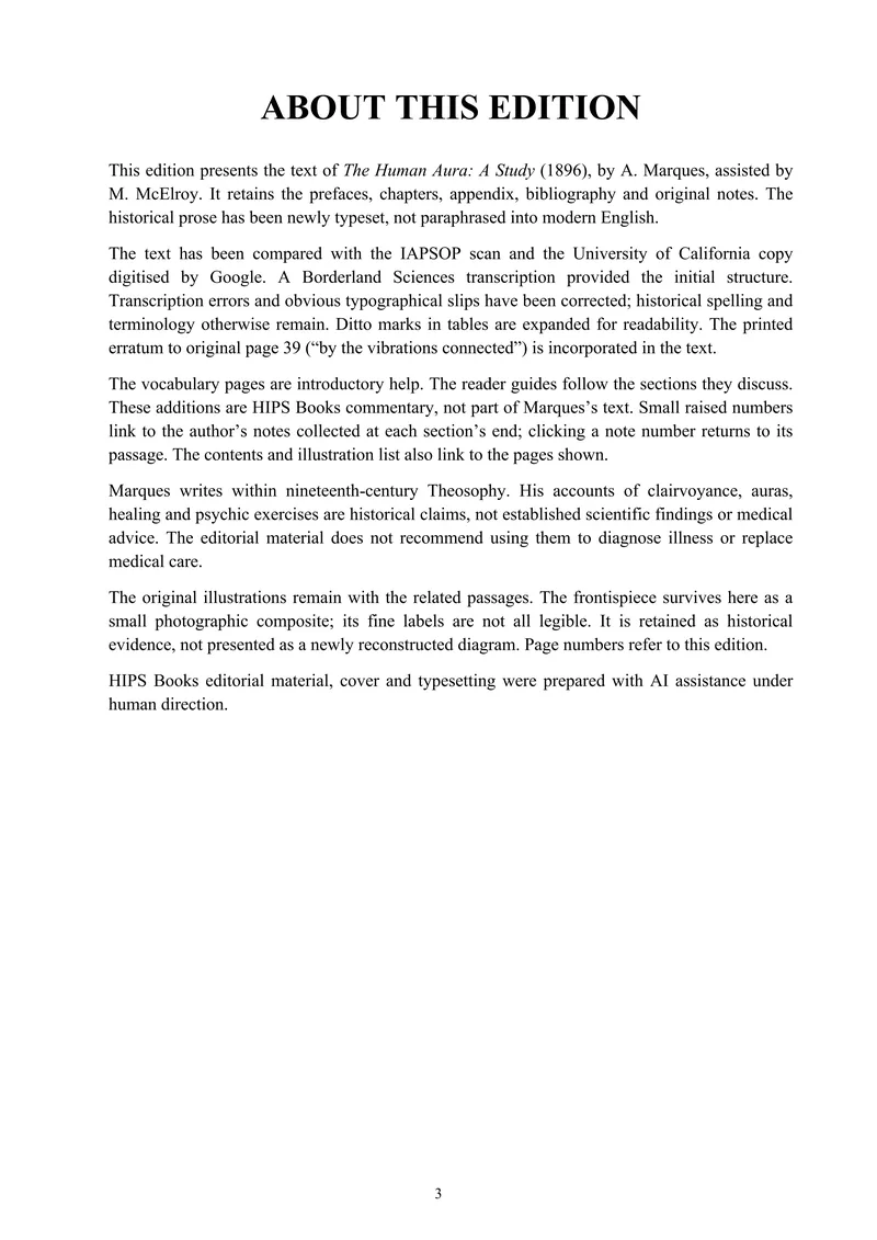 About this edition page from The Human Aura annotated reader’s edition