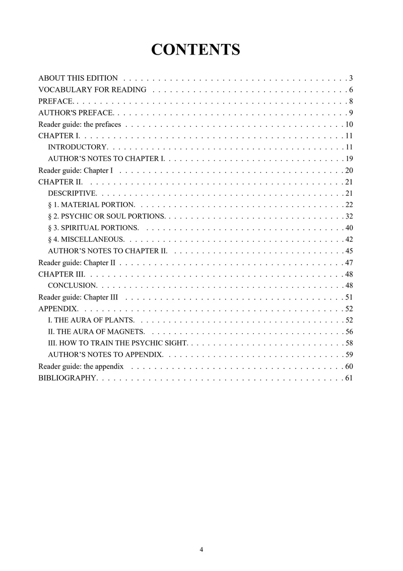 Linked contents page from The Human Aura annotated reader’s edition