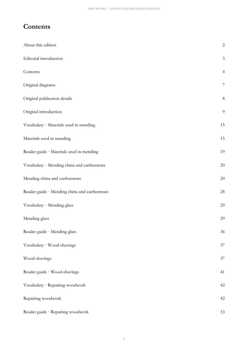 Page 4 of A Manual of Mending and Repairing: Contents