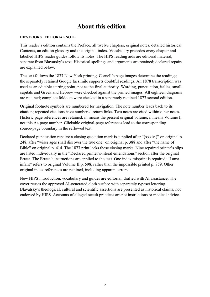 About this edition — Isis Unveiled, Volume II: Theology