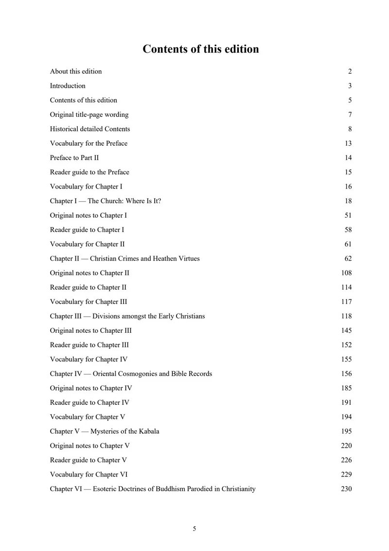 Contents of this edition — Isis Unveiled, Volume II: Theology
