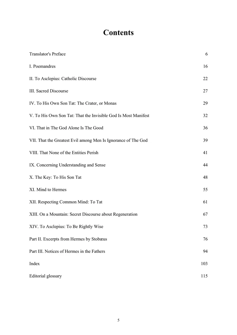 Contents — The Theological and Philosophical Works of Hermes Trismegistus