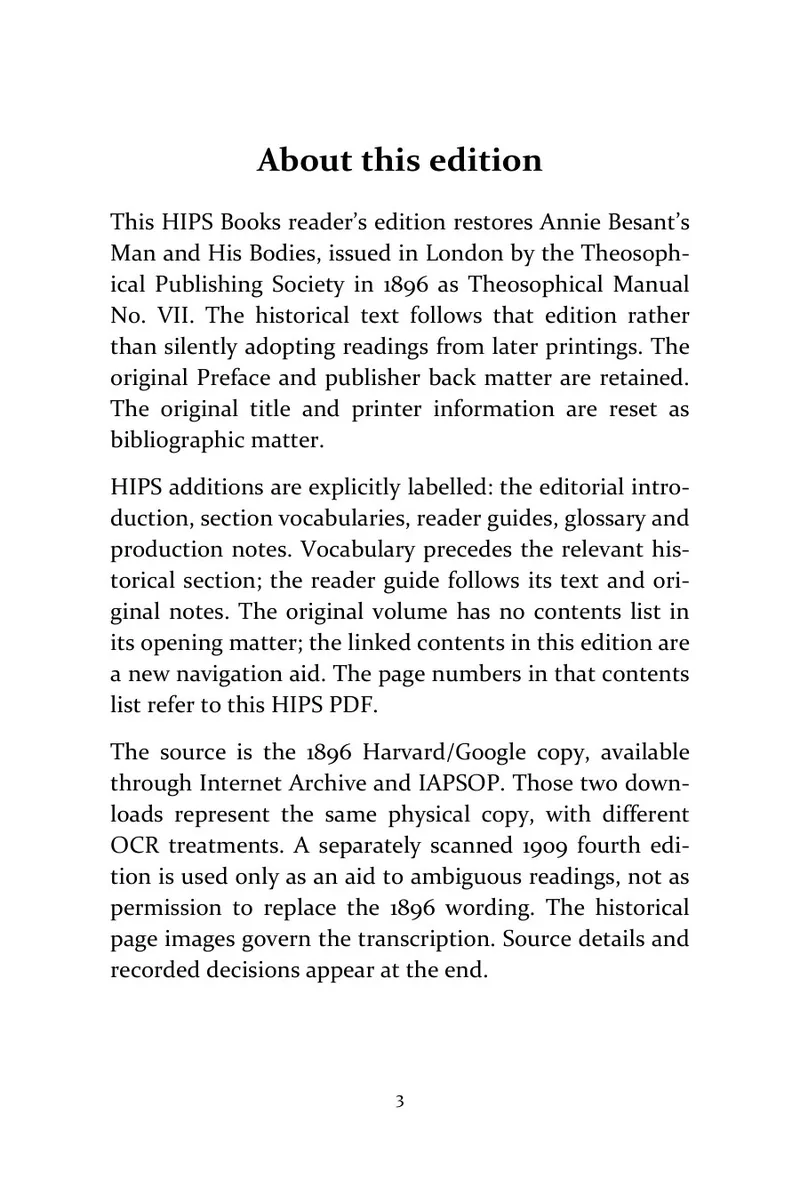 Page 3 of Man and His Bodies: About this edition
